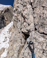 Fixed sling on pitch one of Via Spigolo Sud.