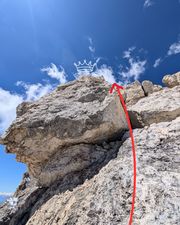 Summit block detail on pitch four, showing the avoided face.