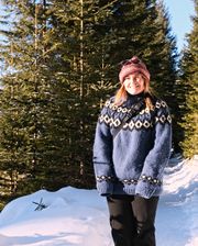 Daysi posing in the woods near Lago di Carezza.