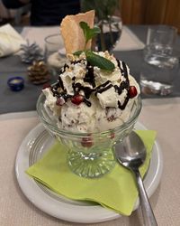 Ice cream cup at Hotel Lake & River filled with colorful ice cream flavors.