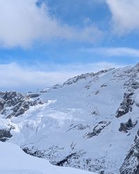 The Marmolada glacier on the north slopes of the massif, with snowfields and peaks.