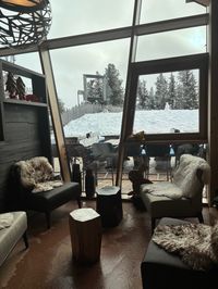 View of the interior of the Lo Chalet mountain hut in Alpe Cermis, Cavalese.