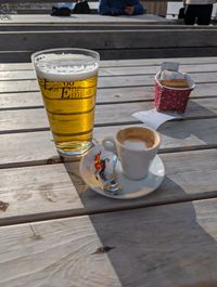 Coffee and beer on the terrace of Rifugio Buffaure above Pozza di Fassa