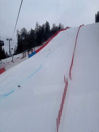 Lower section of a steep red slope in Cinque Torri