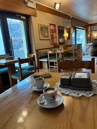 Espresso macchiatos at Bar Bianco in Alleghe, Italy