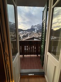 Balcony view from Hotel Serena showing Tofana peak and Cortina town