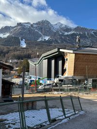 Nearly completed Olympic hall building under construction in Cortina