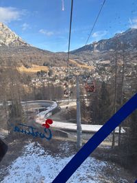 Olympic luge track construction visible from gondola to Cortina