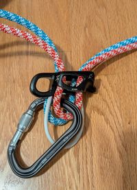 ATC guide-mode setup for belaying two half ropes