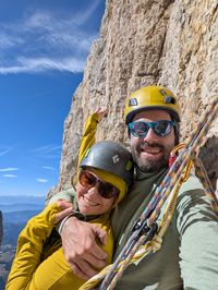 Rappel station tucked into the wall on the descent