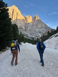Hiking with packs with climbing gear to Rifugio Vajolet