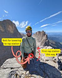 Annotated rappel directions for Torre Stabeler descent