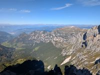Panoramic view from Torre Piaz toward Bolzano and Tires