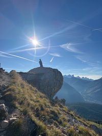 Bronze eagle statue along the trail to Rifugio Roda di Vael.