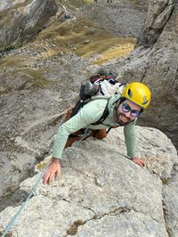David topping out Torre Edwards after climbing Via del Gracchio.