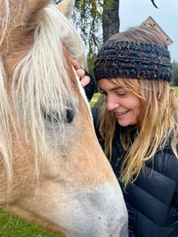 Chestnut horse roaming the pasture above Tschafon Hut