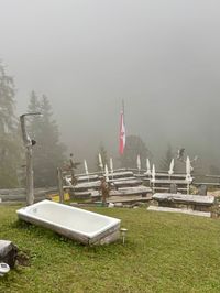 Outdoor cedar tub at Sesselschwaige hut