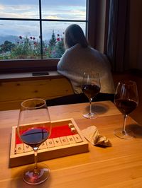 Wine and board game night inside Tschafon Hut