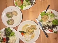 Homemade dumplings with chives at Tschafon Hut.