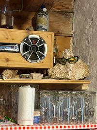 Decorative rock wearing sunglasses at Sesselschwaige