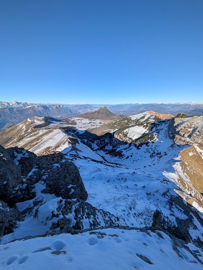 View of Cima Palon and the Viote plateau from the Monte Cornetto summit ridge