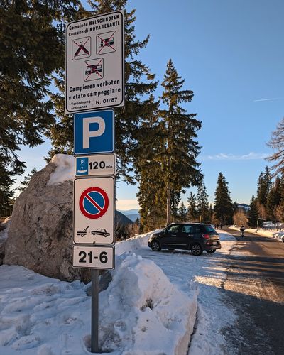 Bellavista parking lot sign at Lago di Carezza