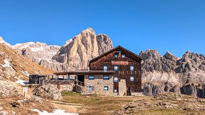 Rifugio Roda di Vael above Passo Carezza in the Catinaccio group