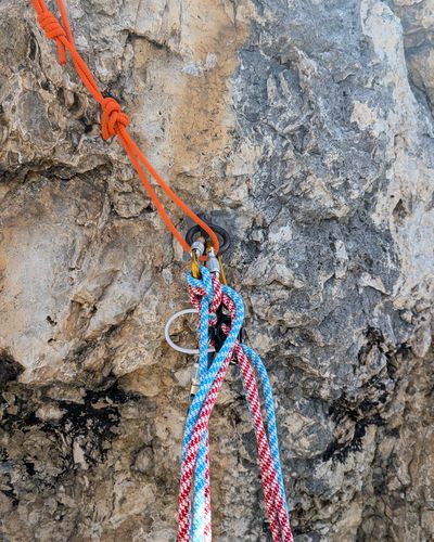 Cemented ring anchor at the top of pitch two on Via Rodeo.