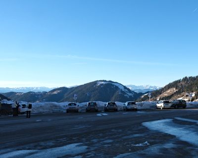 The main Lake Carezza parking lot.
