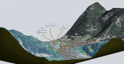 Zoomed-in map of Pozza di Fassa showing all the landmarks
