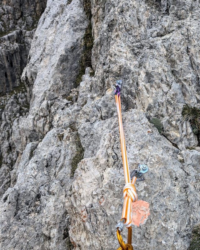New bolt anchor at the top of pitch five on Via Rodeo.