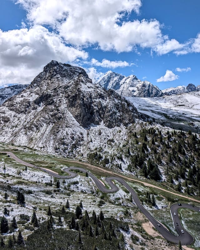 Views of Sass Becce from pitch three on Via Rodeo.
