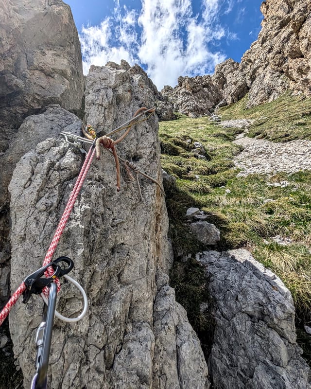 Second rappel anchor on the Via Rodeo descent.