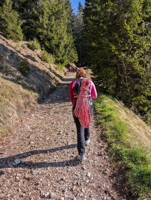Wide trail from Costalunga parking toward Rifugio Roda di Vael.