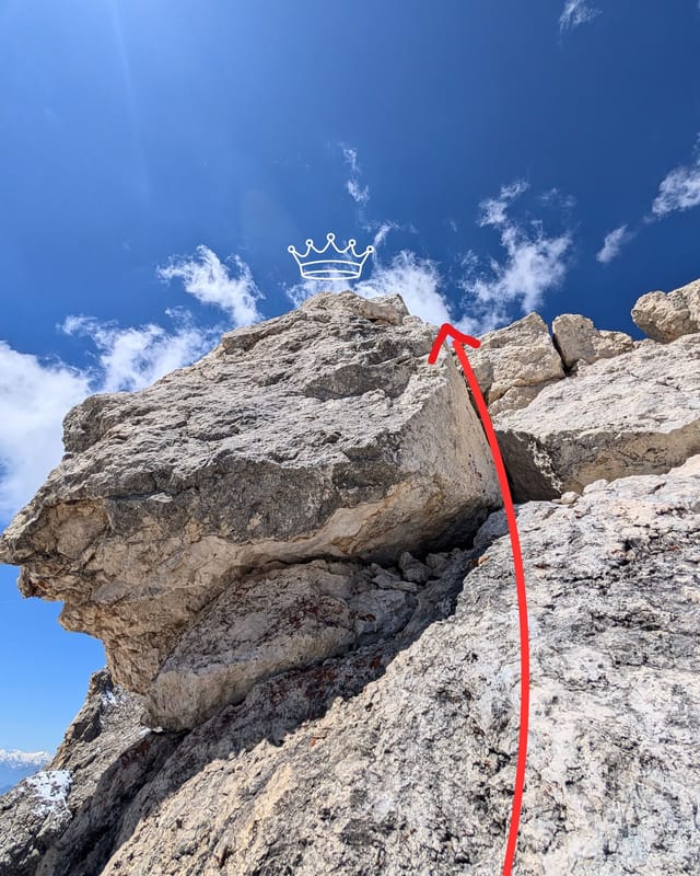 Summit block detail on pitch four, showing the avoided face.