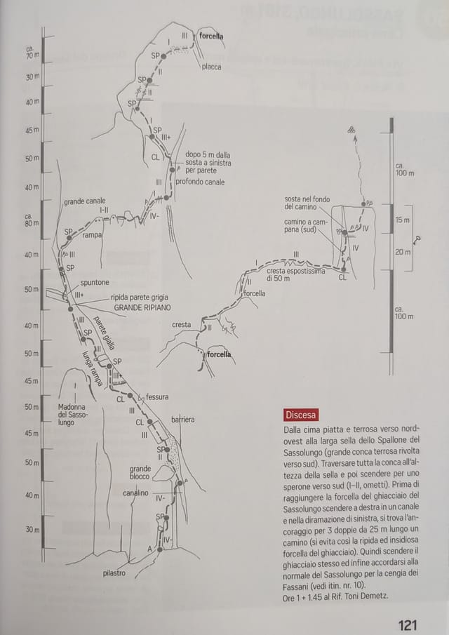 Inside pages of Le migliori vie di arrampicata in Val Gardena e dintorni.