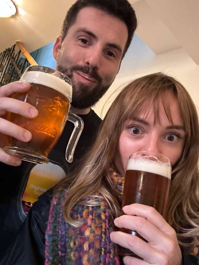 Having beers in Prague